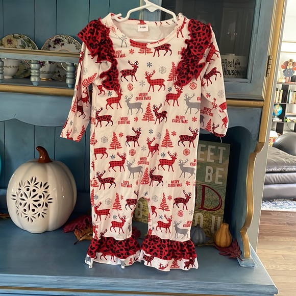 Christmas outfit 9-12 month reindeer buffalo plaid flare legs - Picture 5 of 5